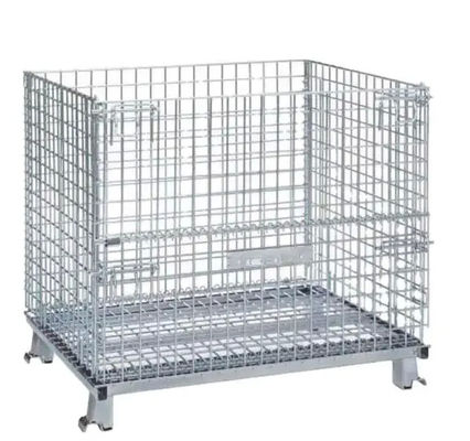 Collapsible Stack Cargo Storage Industrial Wire Mesh Baskets ,  Cage Logistics Container