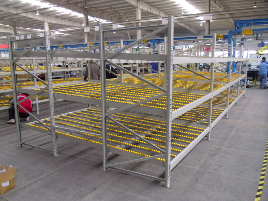 Powder Coated Galvanized Carton Flow Rack Heavy Duty With Rollers