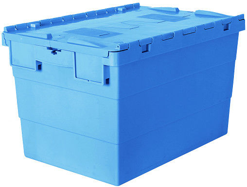 Embalaje logístico de gran tamaño Caja de muebles móviles de plástico Estabilizable Cubo de almacenamiento apilable con tapa